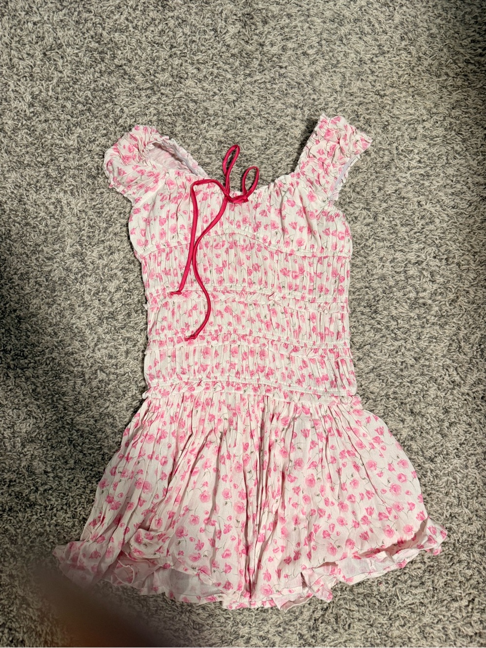 Women’s Pink Floral Smocked Dress